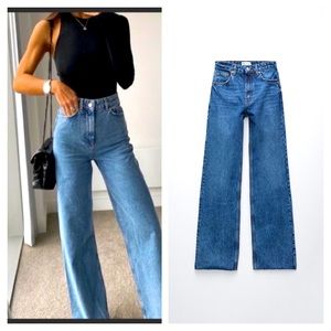 NWT Zara WIDE LEG BLUE JEANS Size 2 / 34